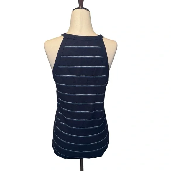 Madewell Blue and White Striped High Neck Tank Top - Picture 3 of 4